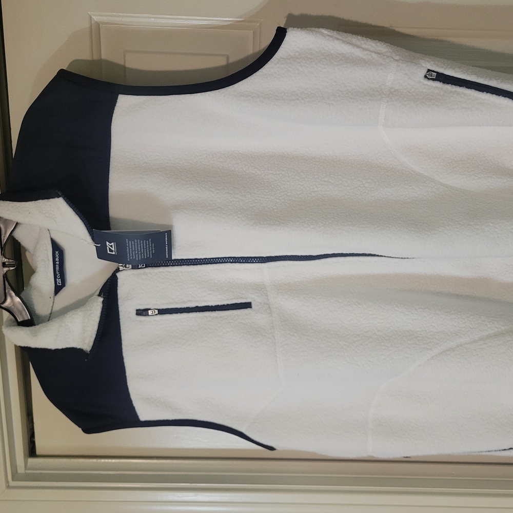 Cutter & Buck Navy and White Zip Vest